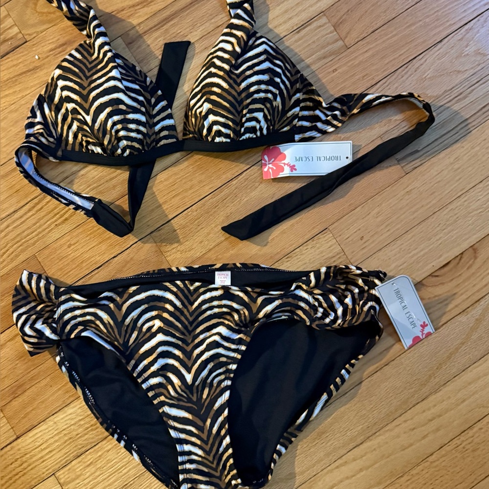 New Tropical Escape women's size 14 bikini top with bottom
